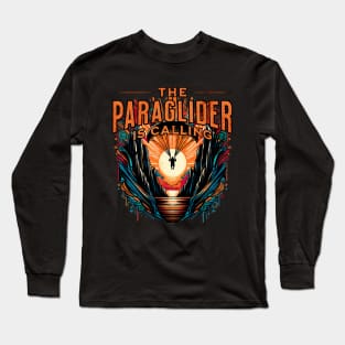 The Paraglider is Calling Retro Design Long Sleeve T-Shirt